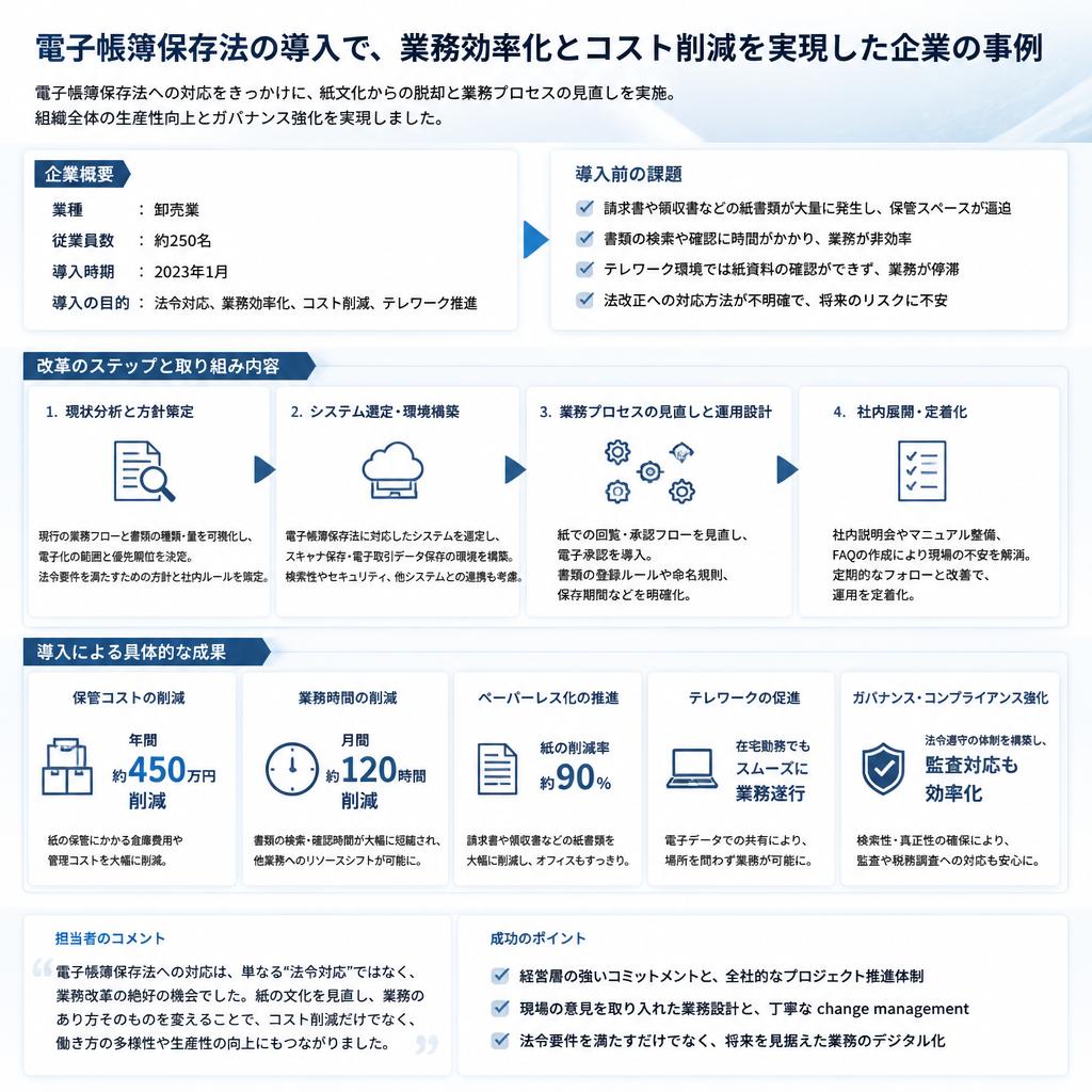 成功事例：電子帳簿保存法の導入による製造業の革新