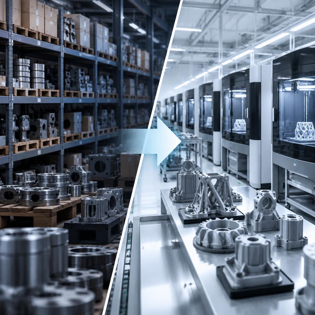 在庫を抱える工場から、必要な部品を必要なときに生み出す工場へ。量産型3Dプリンターの活用を、現場と一緒に経営成果へつなげます。