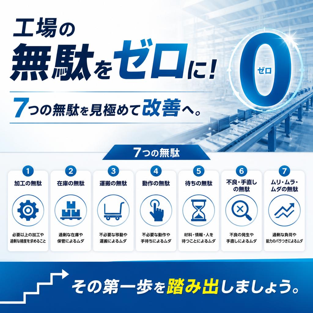 工場の無駄をゼロに！7つの無駄を見極めて改善へ。その第一歩を踏み出しましょう。