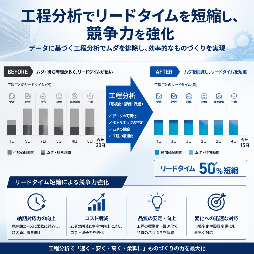 工程分析でリードタイムを短縮し、競争力を強化
