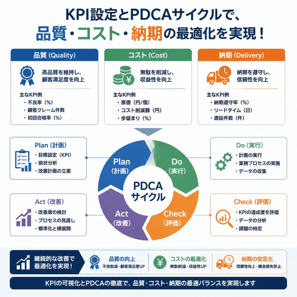 KPI設定とPDCAサイクルで、品質・コスト・納期の最適化を実現！