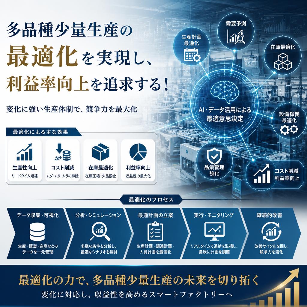多品種少量生産の最適化を実現し、利益率向上を追求する！